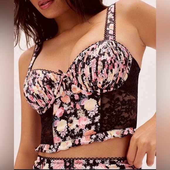 For Love and Lemons gardenia bustier longline ruched bra top size XL - Picture 1 of 16